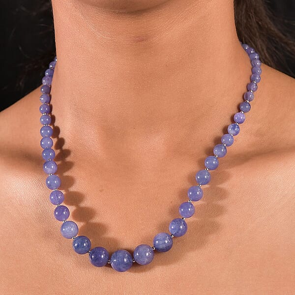 AAA Tanzanite 195.00 Ctw Beaded Cosmos Necklace In Rhodium Over Sterling Silver 18 Inches