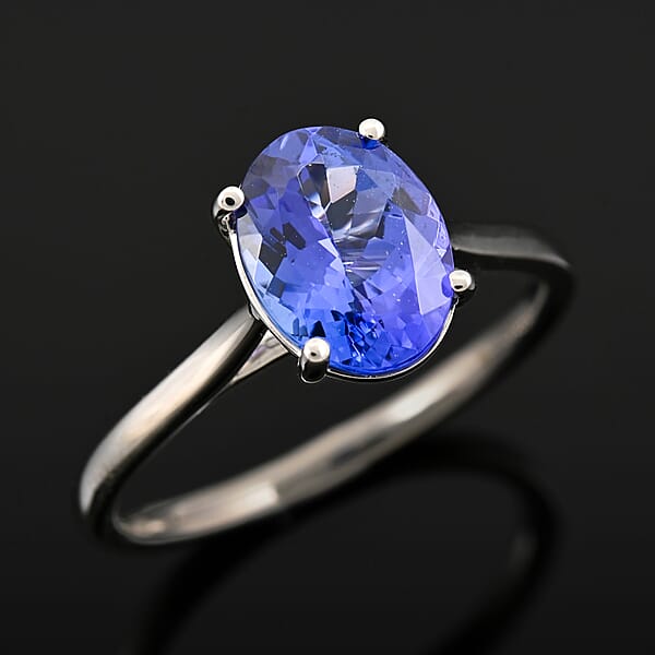 AAA Tanzanite 2.00 Ctw Solitaire Ring In 950 Platinum