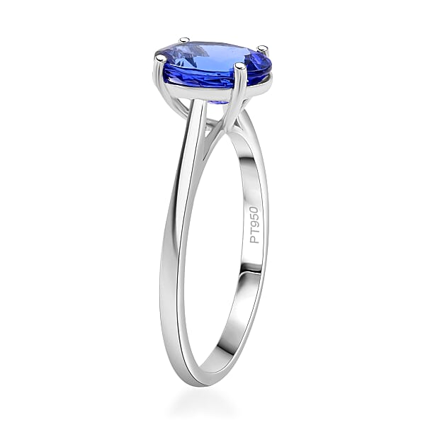 AAA Tanzanite 2.00 Ctw Solitaire Ring In 950 Platinum