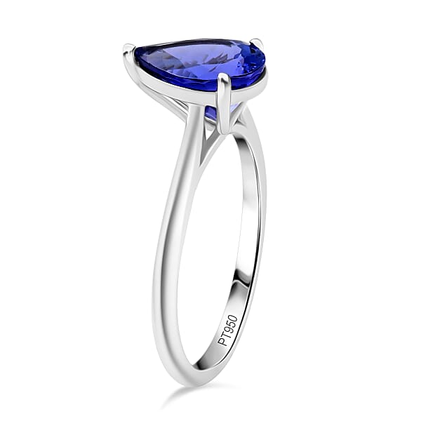 AAA Tanzanite 2.00 Ctw Solitaire Ring In 950 Platinum