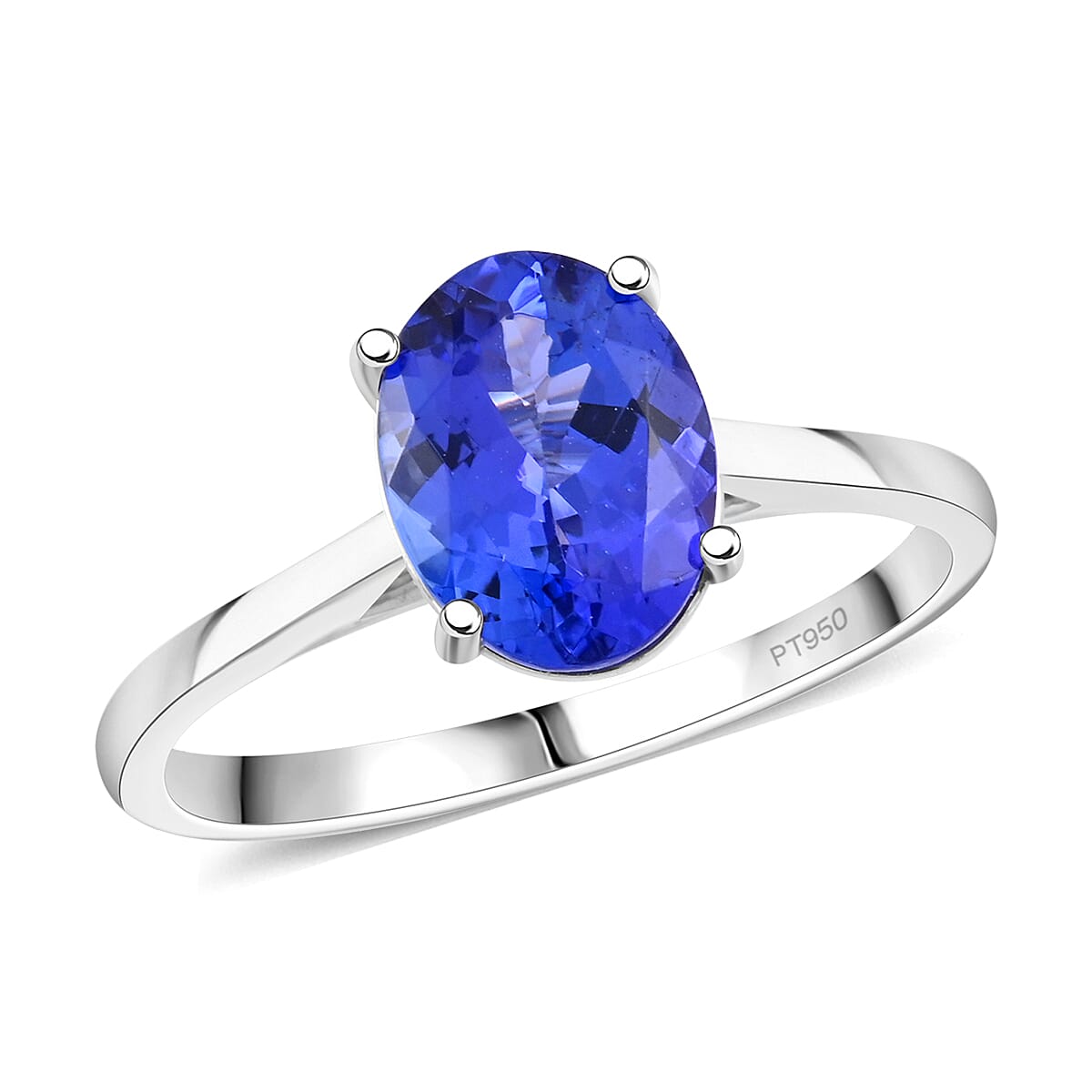 AAA Tanzanite 2.00 Ctw Solitaire Ring In 950 Platinum