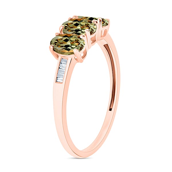 AAA Turkizite And Diamond 1.62 Ctw Ring In 18K Vermeil Rose Gold Over Sterling Silver (Del. In 10-12 Days)