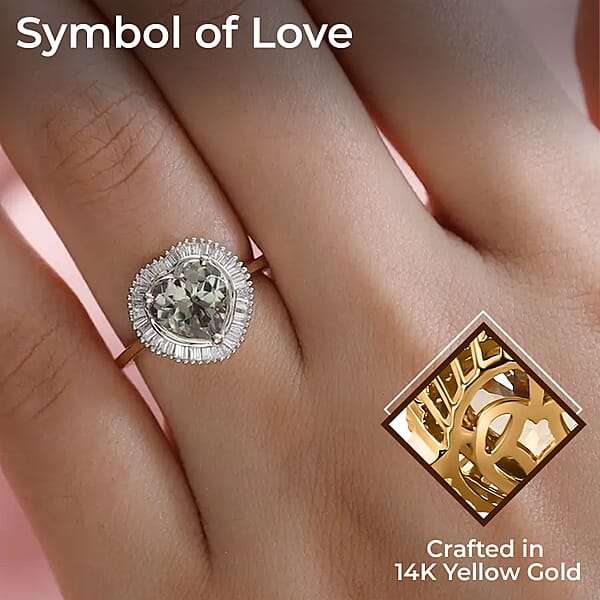 AAA Turkizite And Diamond 2.25 Ctw Heart Ring In 14K Yellow Gold Halo Ring Diamond Ring Wedding Rings Engagement Ring
