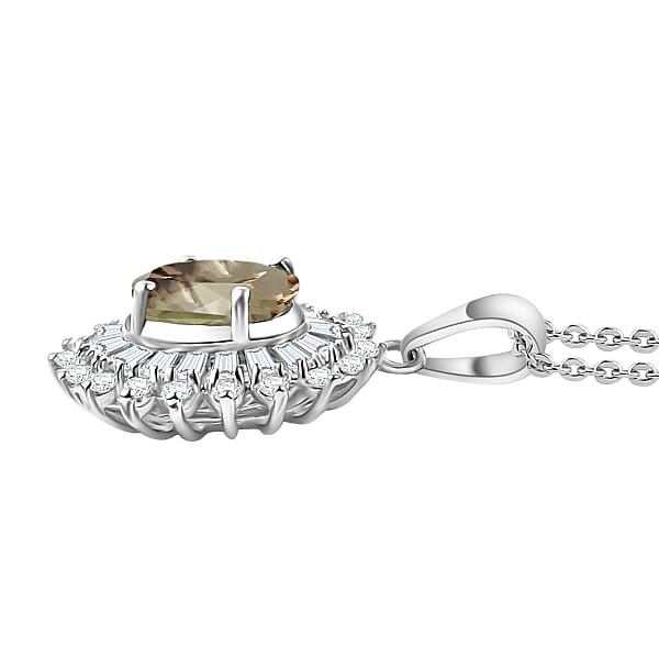 AAA Turkizite And Moissanite 2.48 Ctw Pendant Necklace In Rhodium Over Sterling Silver 20 Inches (Del. In 10-12 Days)