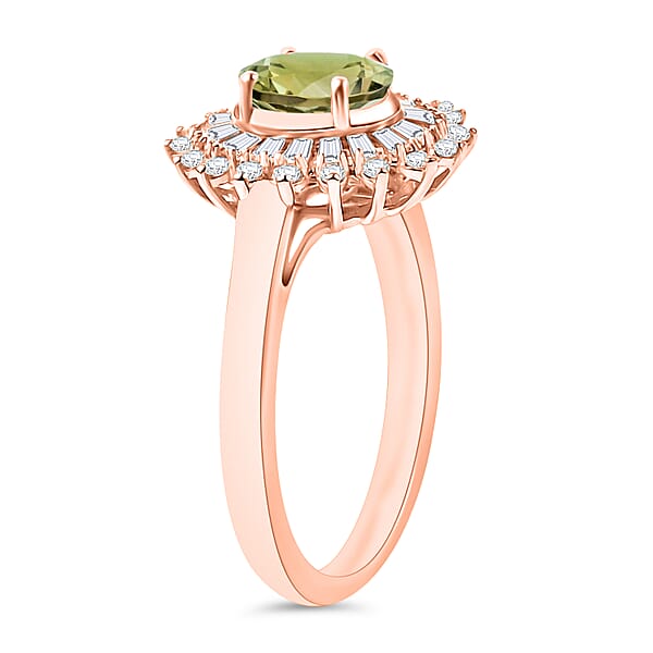 AAA Turkizite And Moissanite 2.48 Ctw Sunburst Ring In 18K Vermeil Rose Gold Over Sterling Silver (Del. In 10-12 Days)