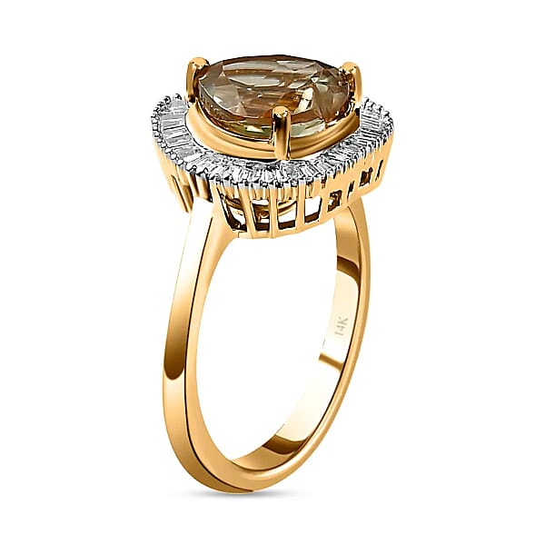 AAA Turkizite Diamond 2.25 Ctw Heart Ring In 14K Yellow Gold Halo Ring Diamond Ring Wedding Rings Engagement Ring