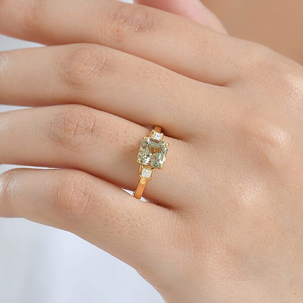 AAA Turkizite Luxuriant Lab Grown Diamond Ring In 18K Vermeil YG Over Sterling Silver 2.15 Ctw