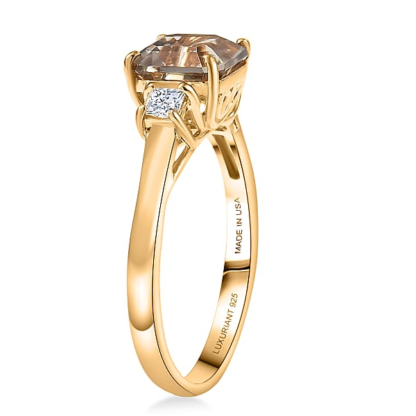 AAA Turkizite Luxuriant Lab Grown Diamond Ring In 18K Vermeil YG Over Sterling Silver 2.15 Ctw