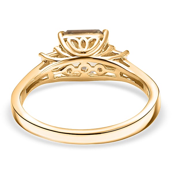 AAA Turkizite Luxuriant Lab Grown Diamond Ring In 18K Vermeil YG Over Sterling Silver 2.15 Ctw