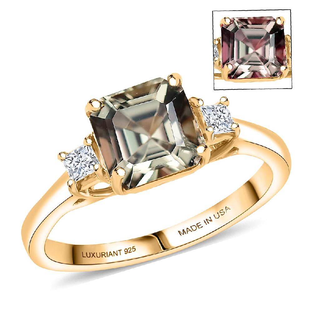 AAA Turkizite Luxuriant Lab Grown Diamond Ring in 18K Vermeil YG Over Sterling Silver 2.15 ctw