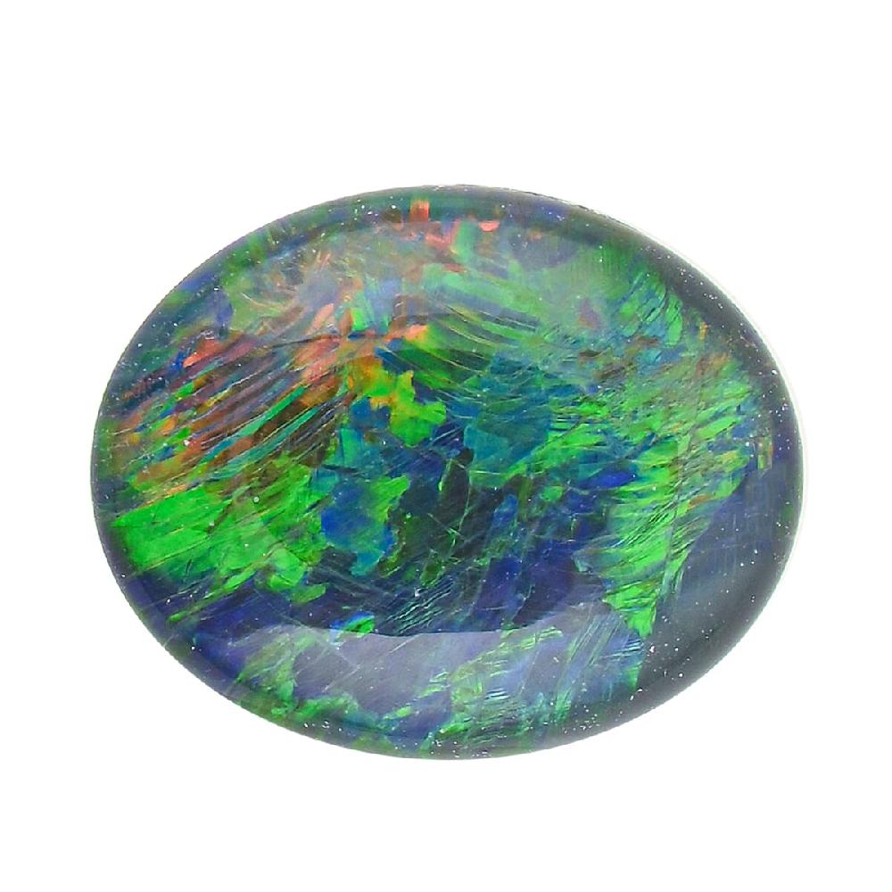 AAAA Australian Black Ridge Opal Triplet (Oval 11x9 mm) 2.00 ctw