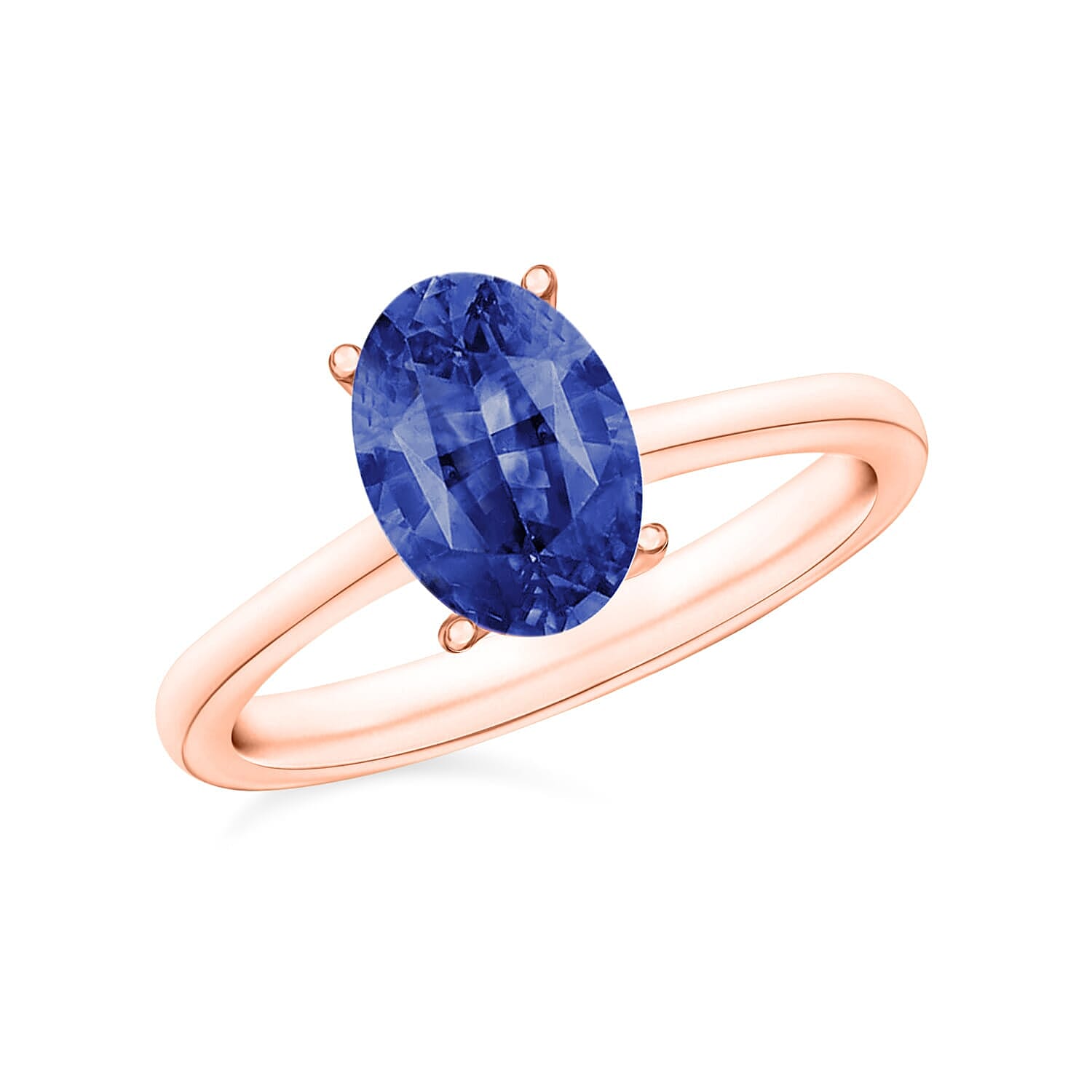AAAA Ceylon Blue Sapphire Solitaire Ring in 18K Rose Gold 1.40 ctw
