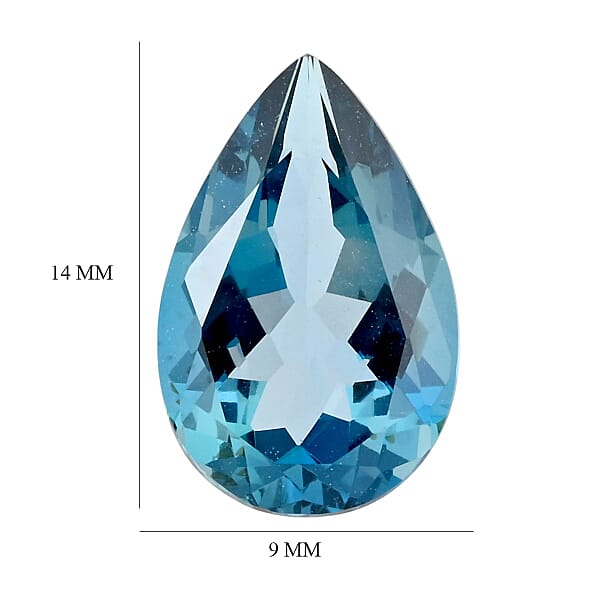 AAAA London Blue Topaz (Pear 14x9 Mm) 5.00 Ctw