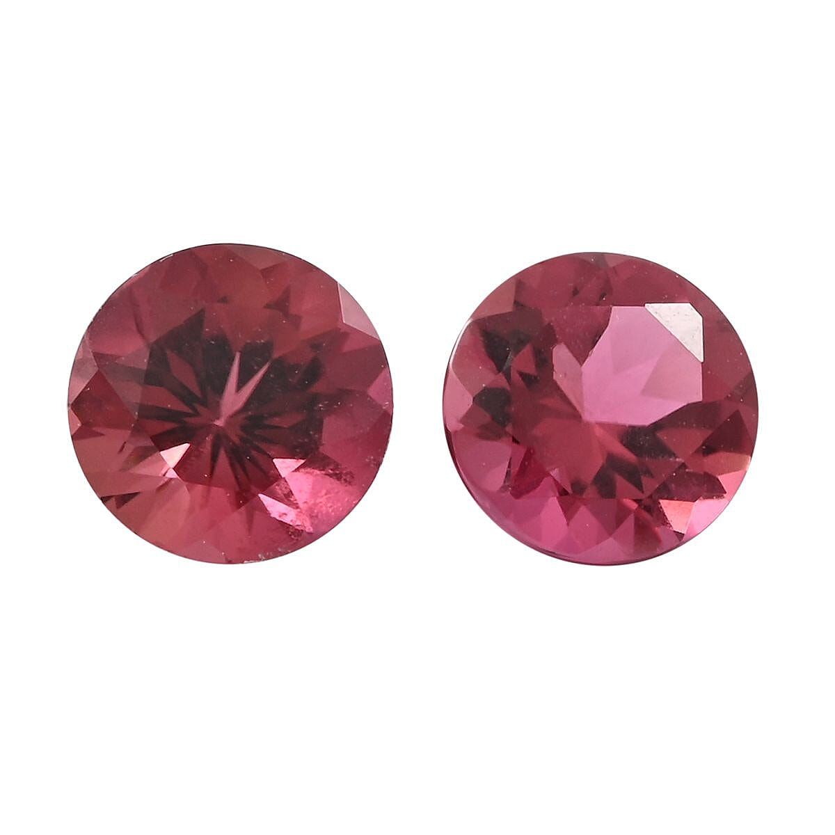 AAAA Ouro Fino Rubellite Set of 2 (Rnd 5 mm) 1.00 ctw