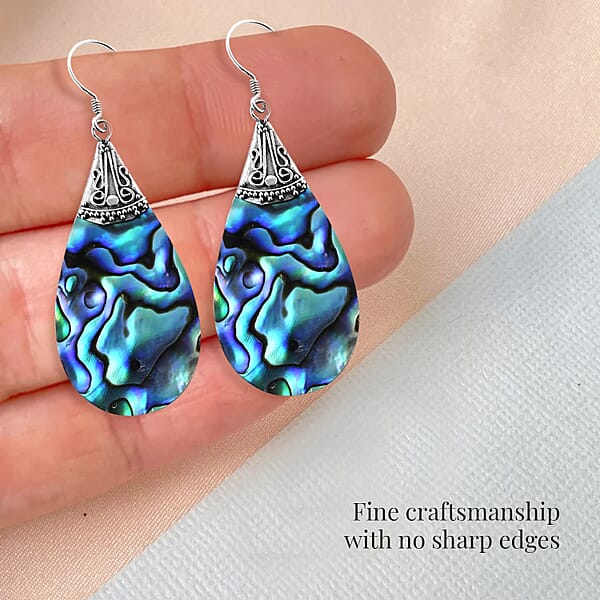 Abalone Shell Dangle Drop Earrings For Women In Sterling Silver