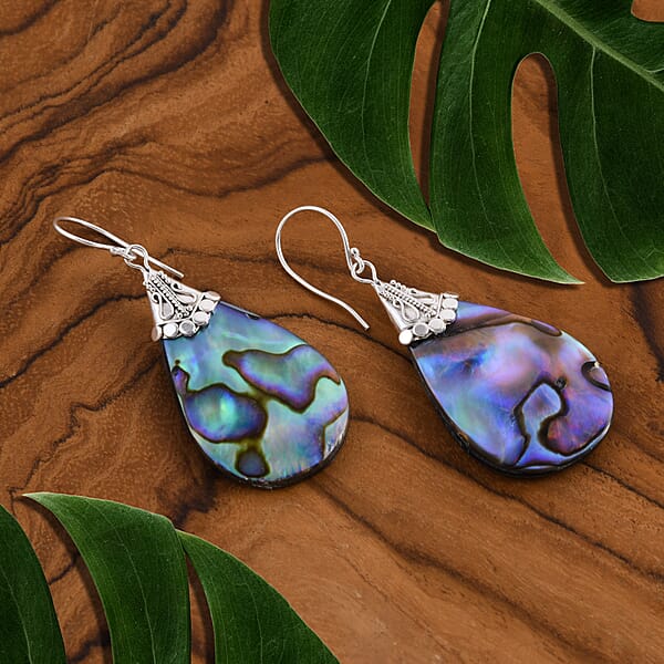 Abalone Shell Dangle Earrings In Sterling Silver Drop Silver Earrings Beach Fashion Jewelry