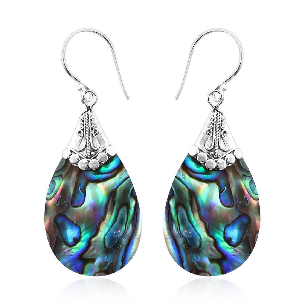 Abalone Shell Dangle Earrings in Sterling Silver Drop Silver Earrings Beach Fashion Jewelry