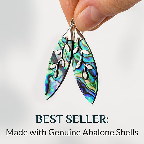 Abalone Shell Dangle Earrings In Sterling Silver Floral Silver Earrings Beach Fashion Jewelry