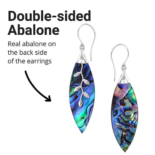 Abalone Shell Dangle Earrings In Sterling Silver Floral Silver Earrings Beach Fashion Jewelry