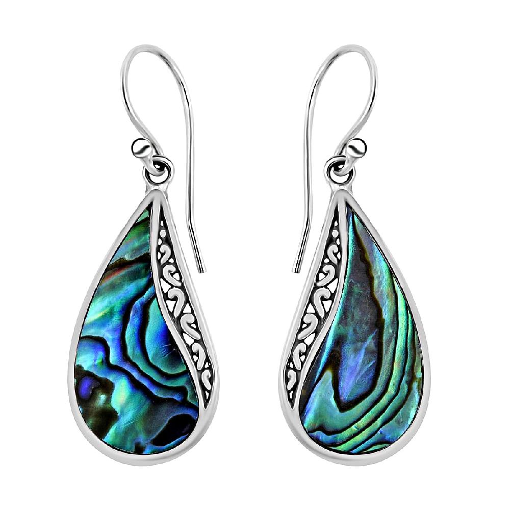 Abalone Shell Drop Earrings For Women in Sterling Silver Beach Fashion Jewelry