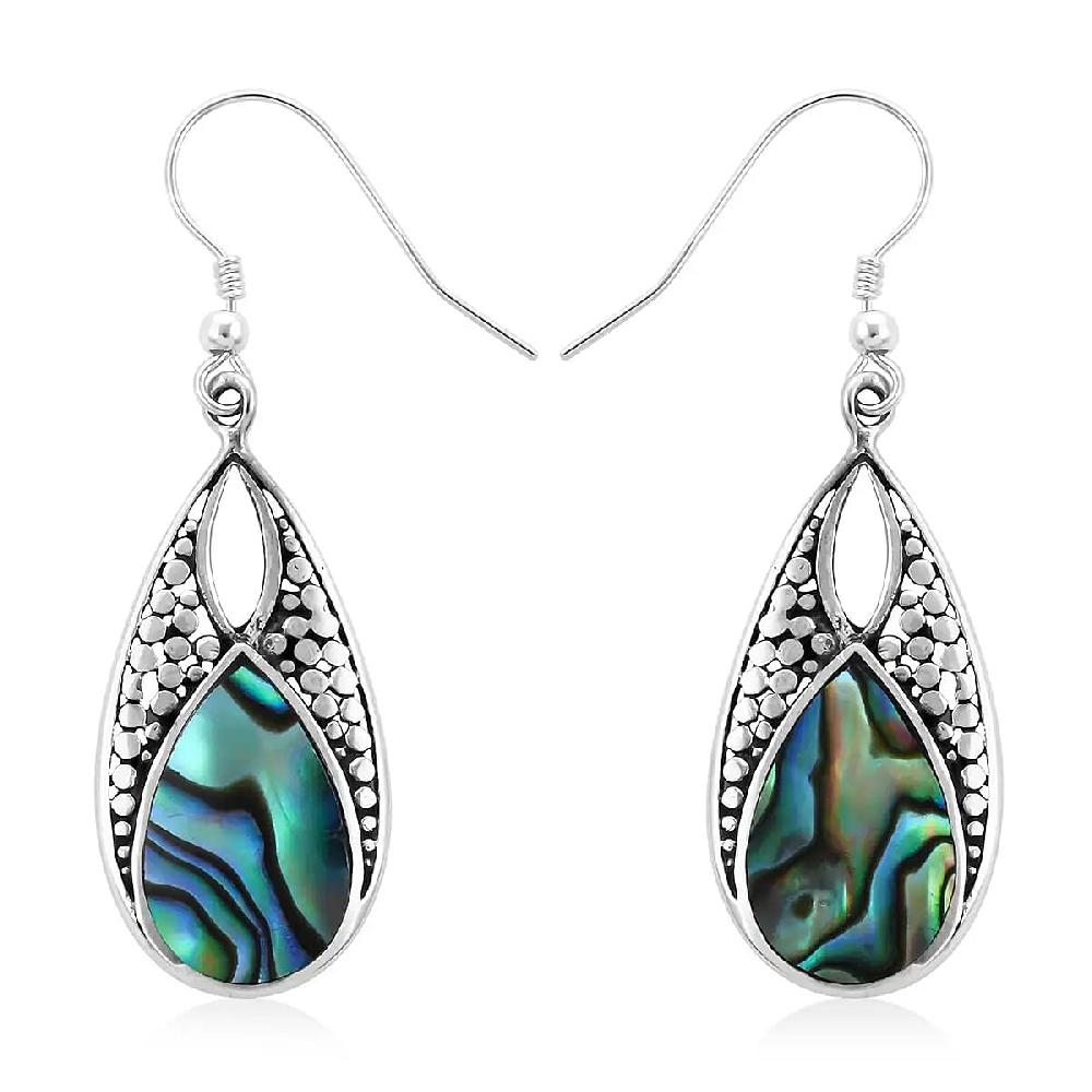 Abalone Shell Drop Earrings in Sterling Silver Beach Fashion Jewelry For Women