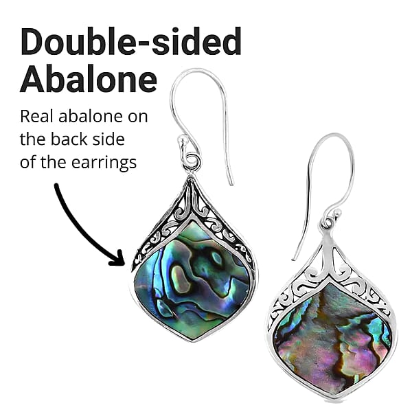 Abalone Shell Drop Earrings In Sterling Silver Dangle Earrings For Women Beach Jewelry