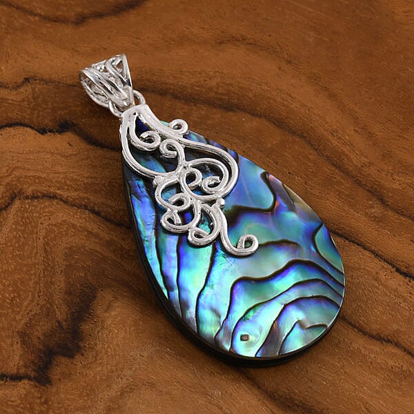 Abalone Shell Drop Pendant Without Chain In Sterling Silver