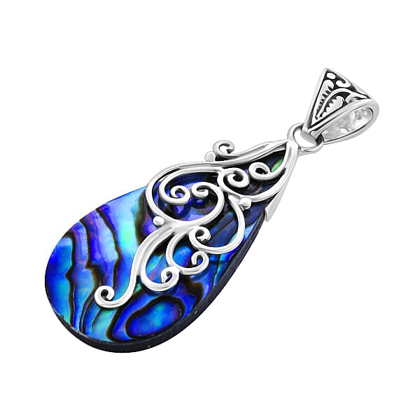Abalone Shell Drop Pendant Without Chain In Sterling Silver