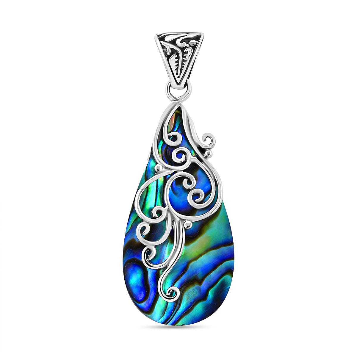 Abalone Shell Drop Pendant without Chain in Sterling Silver