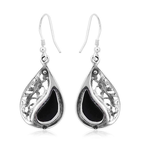 Abalone Shell Filigree Drop Earrings In Sterling Silver