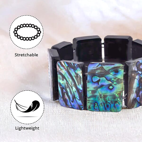 Abalone Shell Inlay Resin Block Stretch Bracelet Beach Fashion Jewelry
