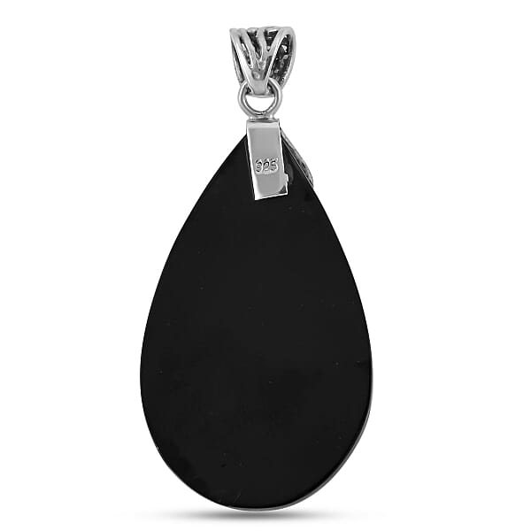 Abalone Shell Pear Drop Pendant Without Chain In Sterling Silver