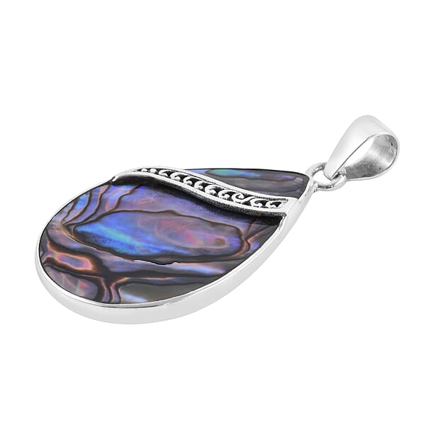 Abalone Shell Pear Pendant Without Chain In Sterling Silver