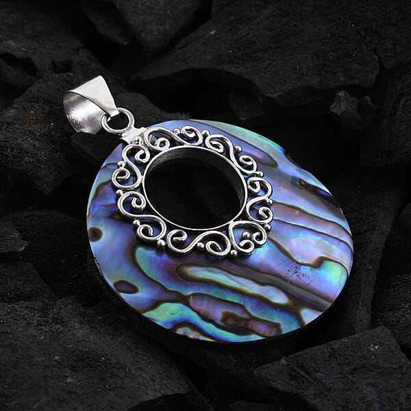 Abalone Shell Pendant Without Chain In Sterling Silver