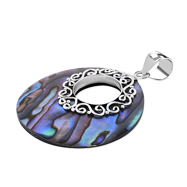 Abalone Shell Pendant Without Chain In Sterling Silver