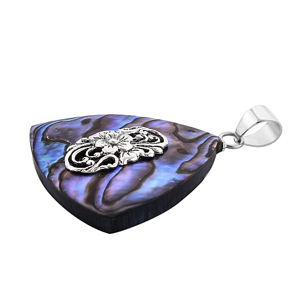 Abalone Shell Trillion Pendant Without Chain In Sterling Silver