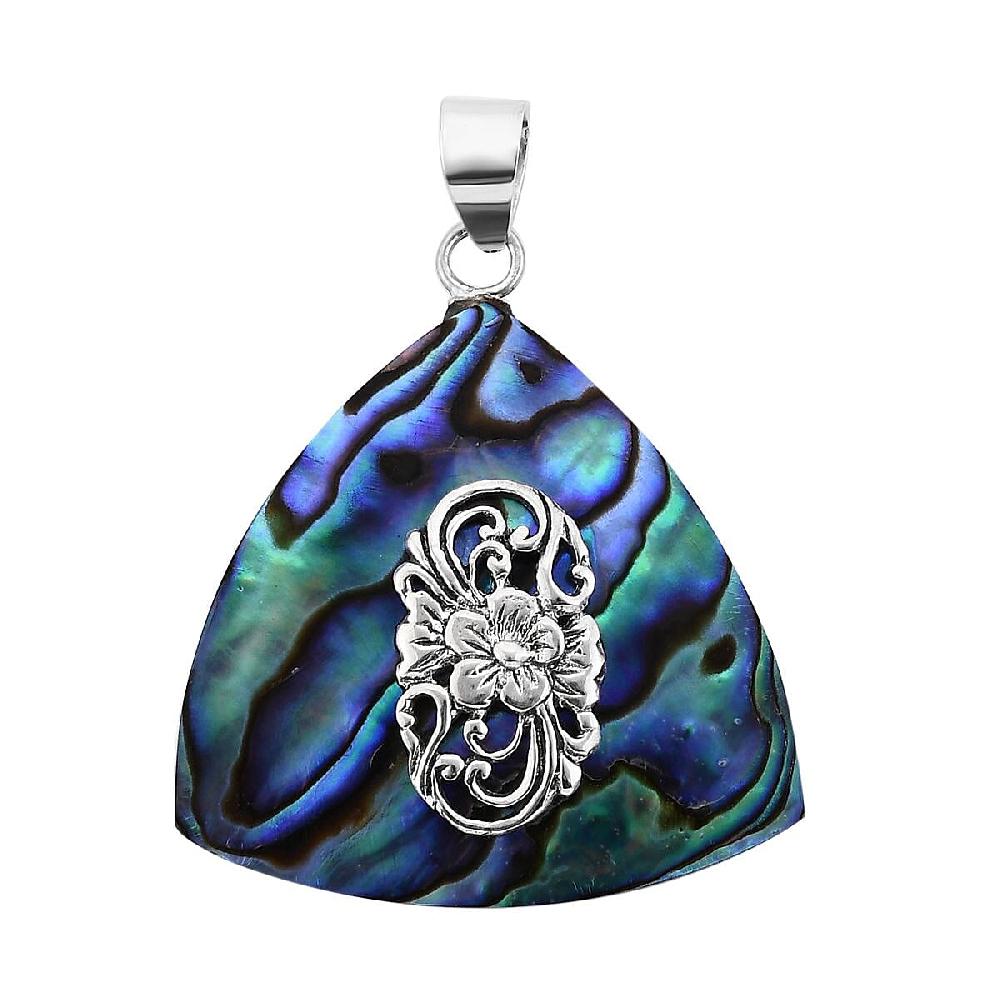 Abalone Shell Trillion Pendant without Chain in Sterling Silver