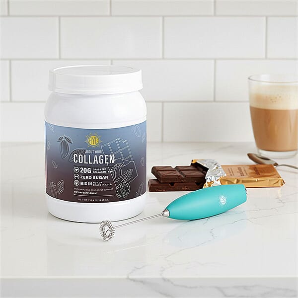 About Your Collagen Grass Fed Collagen I & II Dietary Supplement With Electric Frother (26.65oz) -Chocolate