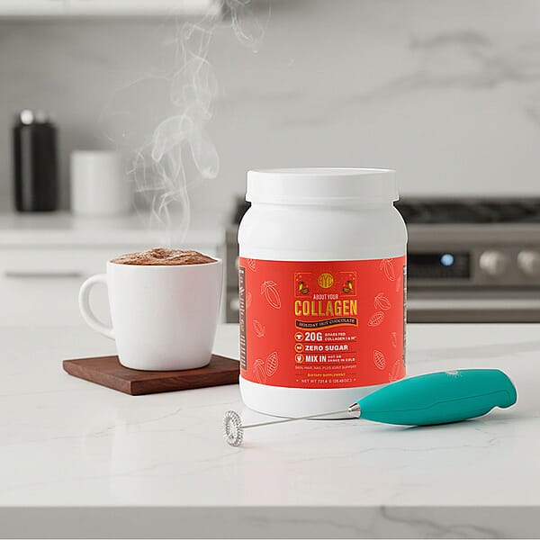 About Your Collagen Grass Fed Collagen I & II Dietary Supplement With Electric Frother (26.65oz) -Hot Chocolate