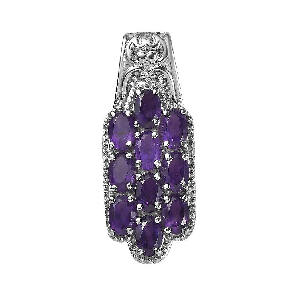 African Amethyst 4.20 ctw Pendant without Chain in Stainless Steel