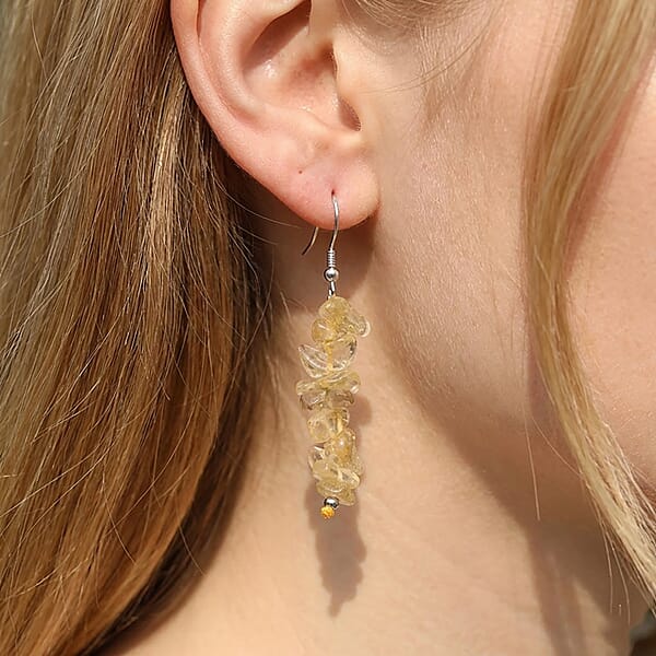 African Amethyst And Brazilian Citrine 18.00 Ctw Earrings In Rhodium Over Sterling Silver