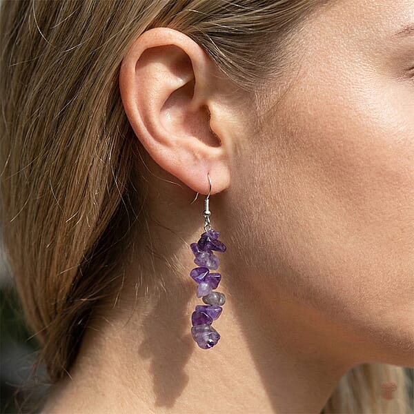African Amethyst And Brazilian Citrine 18.00 Ctw Earrings In Rhodium Over Sterling Silver