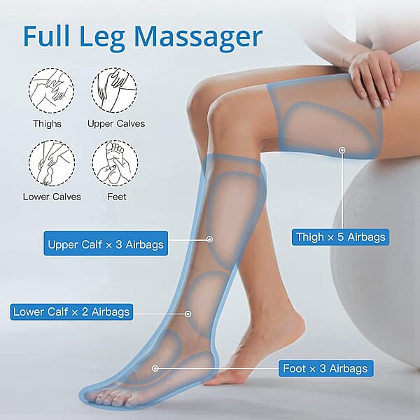 Air Compression Leg Massager Promotes Blood Circulation (3 Modes And 3 Heating Levels)