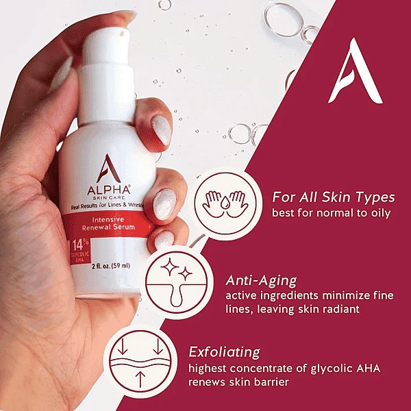 ALPHA Skincare Intensive Renewal Serum With 14% Glycolic AHA (2oz)