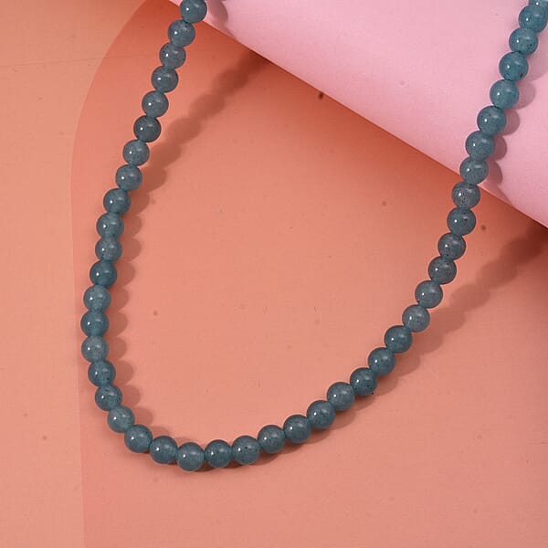 Amazonite Quartz Beaded Necklace With Magnetic Lock In Sterling Silver 125.00 Ctw (18 Inches)