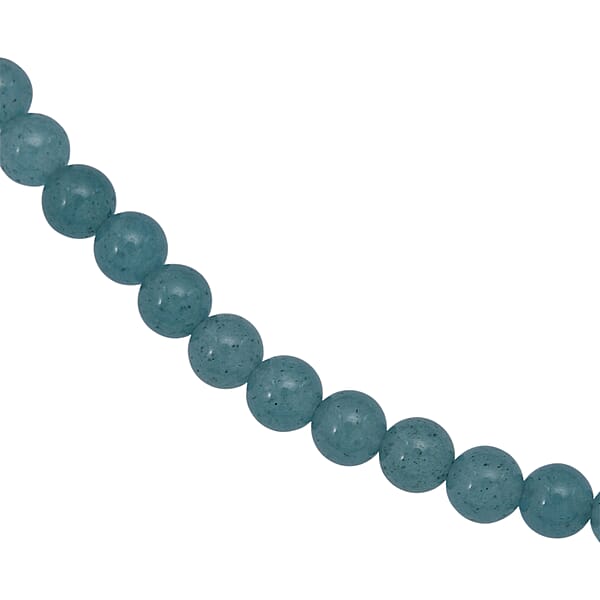 Amazonite Quartz Beaded Necklace With Magnetic Lock In Sterling Silver 125.00 Ctw (18 Inches)