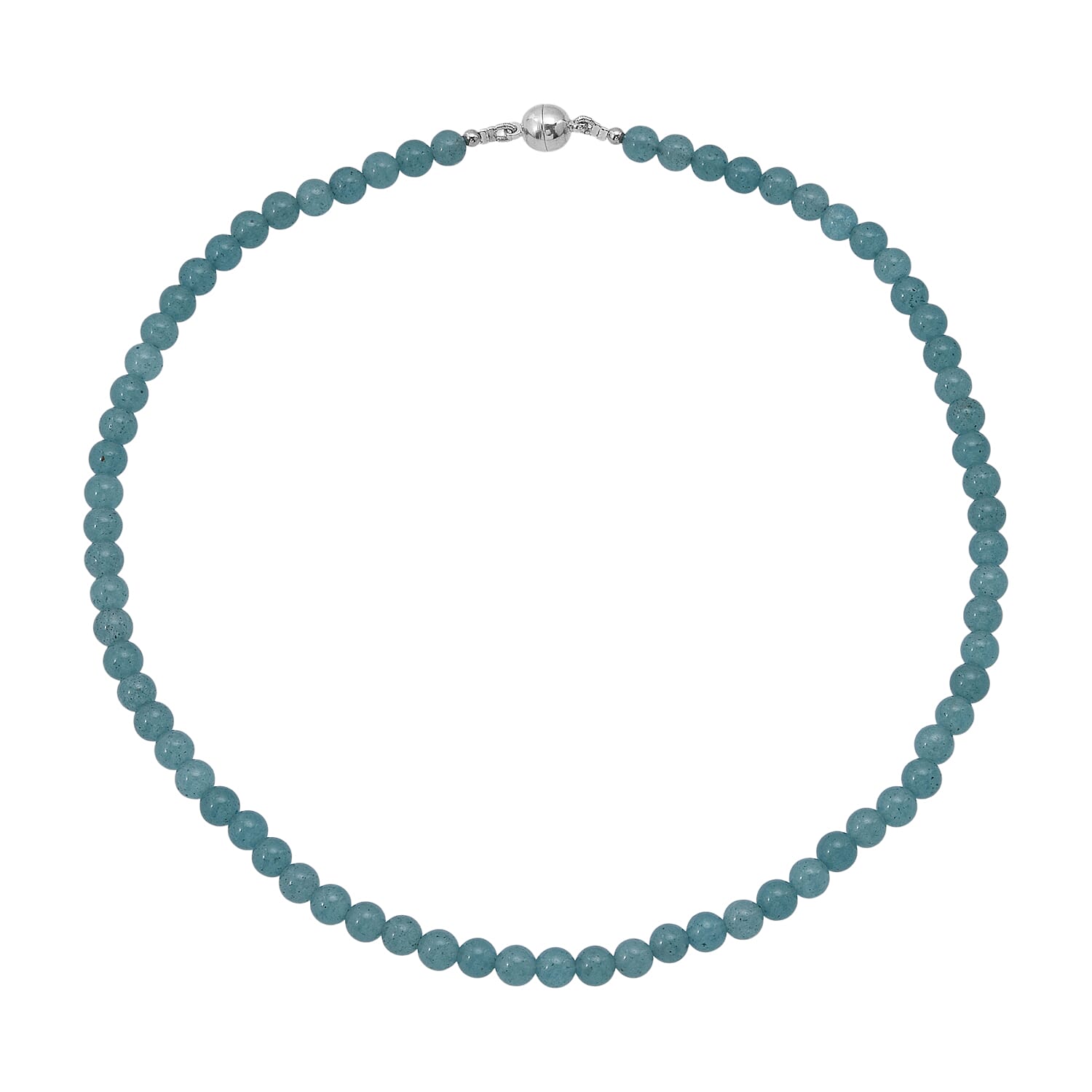 Amazonite Quartz Beaded Necklace with Magnetic Lock in Sterling Silver 125.00 ctw (18 Inches)