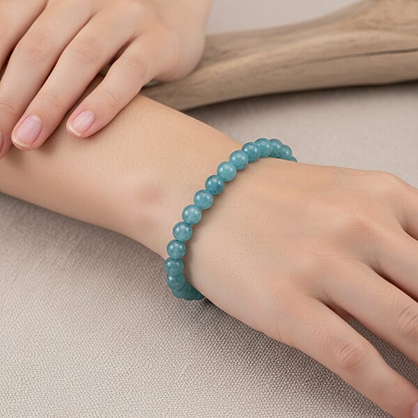 Amazonite Quartz Beaded Stretch Bracelet 50.00 Ctw