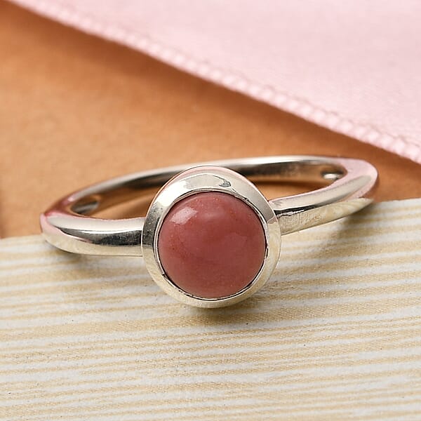 American Oregon Peach Opal Ring In Platinum Over Sterling Silver 0.65 Ctw