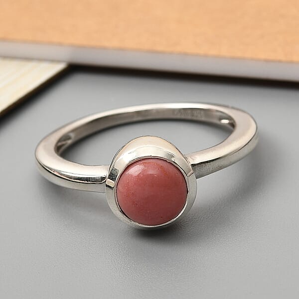 American Oregon Peach Opal Ring In Platinum Over Sterling Silver 0.65 Ctw